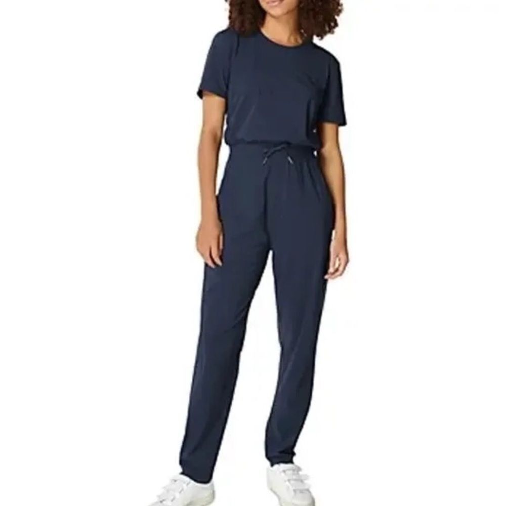 Sweaty Betty Navy Blue Jumpsuit Short Sleeve Drawstring Waist Size XXS
